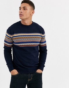 Джемпер из 100% хлопка с традиционным узором Фэйр-Айл Threadbare-Темно-синий