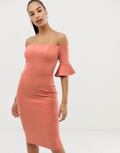 Облегающее платье с открытыми плечами Club L-Розовый