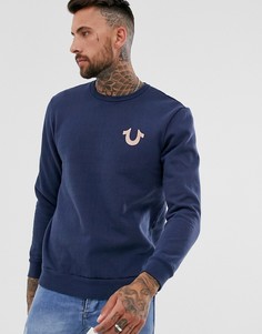 Темно-синий свитшот с логотипом металлик в виде Будды True Religion