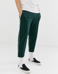 Укороченные зауженные брюки с полосками по бокам Only & Sons-Зеленый