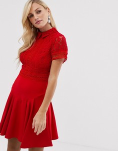 Приталенное платье мини с короткими рукавами Little Misterss-Красный