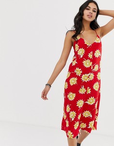 Платье миди на пуговицах с цветочным принтом Motel-Красный