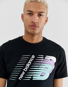 Черная футболка с большим логотипом New Balance-Черный