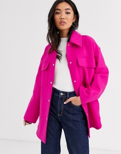 Шерстяная куртка-рубашка с карманами & Other Stories - fuschia-Розовый