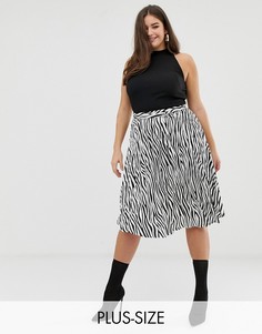 Плиссированная юбка миди со звериным принтом Missguided Plus-Мульти