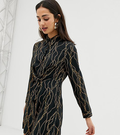 Черное платье с принтом и перекрученной отделкой спереди Bershka-Черный