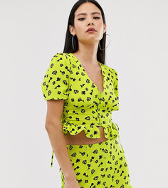 Блузка с цветочным принтом и шнуровкой по бокам COLLUSION-Мульти