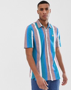 Рубашка в полоску с короткими рукавами Le Breve-Синий