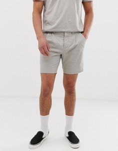 Бежевые шорты чиносы слим со складками ASOS DESIGN-Бежевый