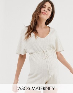 Ромпер для дома в рубчик ASOS DESIGN Maternity-Кремовый