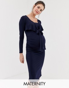 Темно-синее платье миди с запахом Bluebelle Maternity-Темно-синий