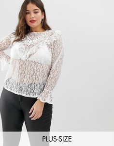 Кружевной топ с заклепками New Look Curve-Белый