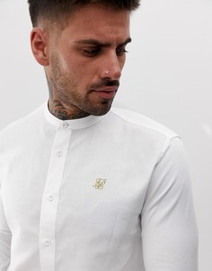 Белая рубашка с воротником на пуговице SikSilk-Белый