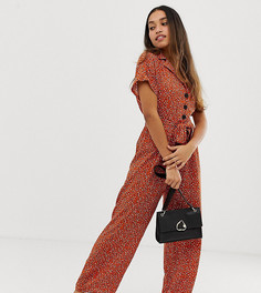 Комбинезон в стиле милитари с анималистичным принтом Miss Selfridge Petite-Светло-коричневый