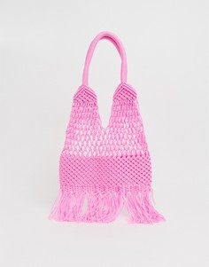 Ярко-розовая сумка-тоут в стиле кроше Glamorous-Розовый