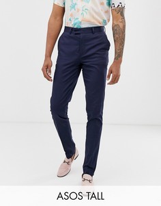 Темно-синие строгие брюки скинни из хлопка ASOS DESIGN Tall-Темно-синий