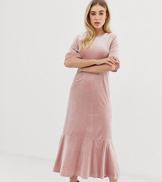 Бархатное платье миди с баской UNIQUE21-Розовый