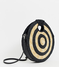 Эксклюзивная соломенная сумка через плечо круглой формы South Beach-Черный