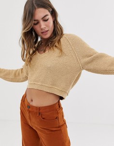 Топ с V-образным вырезом Free People-Бежевый