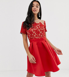 Короткое приталенное платье с короткими рукавами Little Mistress Petite-Красный