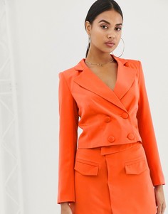 Оранжевый двубортный пиджак укороченного кроя 4th & Reckless-Оранжевый цвет