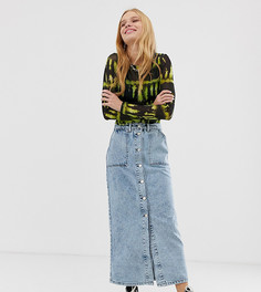 Выбеленная джинсовая юбка миди в винтажном стиле Reclaimed Vintage inspired-Синий