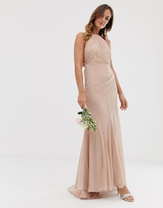 Платье макси с юбкой-годе ASOS DESIGN Bridesmaid-Серый