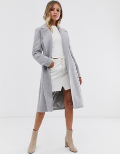 Серое пальто миди с запахом и поясом Forever New-Серый