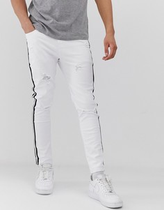 Обтягивающие джинсы с рваной отделкой и полосками по бокам Mauvais-Белый