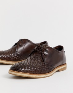 Темно-коричневые плетеные туфли на шнуровке Base London-Коричневый