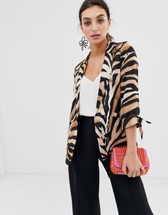Мягкий блейзер с тигровым принтом River Island-Коричневый