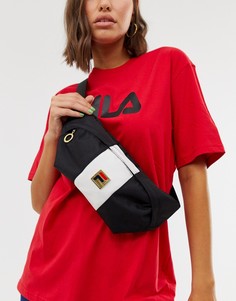 Монохромная сумка-кошелек на пояс с полосой и логотипом Fila Tarin-Черный