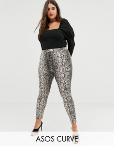 Леггинсы со змеиным принтом ASOS DESIGN Curve-Мульти