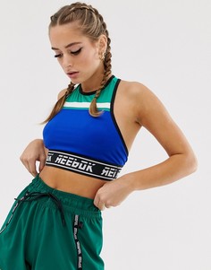 Синий удлиненный бюстгальтер Reebok Training