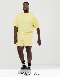 Ярко-желтый комплект со свитшотом с короткими рукавами и шортами ASOS DESIGN - Plus