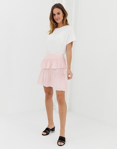 Мини-юбка с ярусными оборками Naf Naf-Розовый