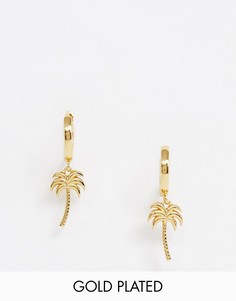 Позолоченные серьги-кольца с пальмой Orelia-Золотой