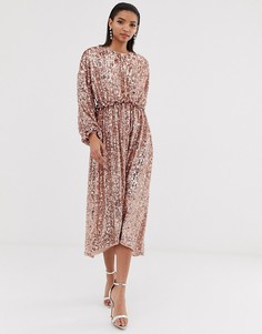 Платье миди с открытой спиной и пайетками ASOS EDITION-Серебристый