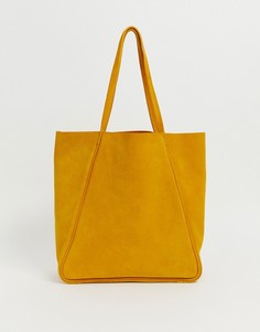 Желто-коричневая кожаная сумка-шоппер Accessorzie-Желтый Accessorize