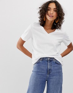 Белая футболка с V-образным вырезом Selected Femme-Многоцветный