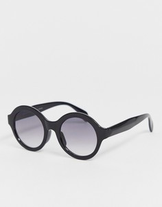 Черные солнцезащитные очки в круглой оправе SVNX-Черный 7X