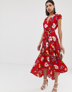 Платье макси с цветочным принтом AX Paris-Красный