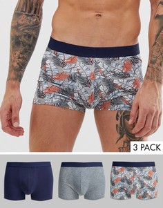 Набор из 3 боксеров-брифов (с листьями/ геометрическим принтом) New Look-Мульти