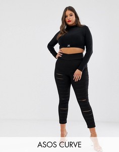 Черные рваные джеггинсы без застежек ASOS DESIGN Curve-Черный