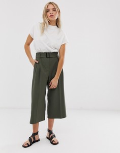 Кюлоты цвета хаки с поясом ASOS DESIGN-Зеленый