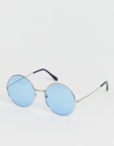 Синие солнцезащитные очки в круглой оправе SVNX-Синий 7X