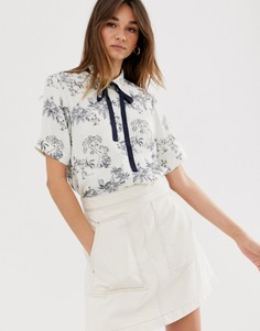 Рубашка с цветочным принтом и бантом Soaked In Luxury-Мульти