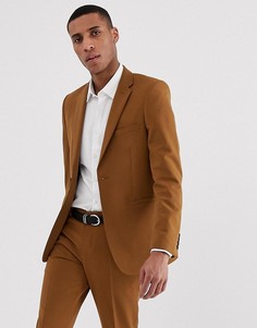 Золотистый эластичный приталенный пиджак Burton Menswear-Золотой