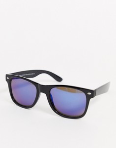 Солнцезащитные очки в черной квадратной оправе с синими стеклами SVNX-Черный 7X