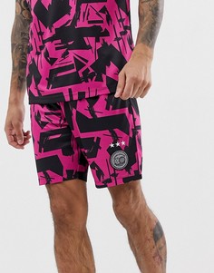 Быстросохнущие футбольные шорты с принтом в стиле 90-х ASOS 4505-Розовый